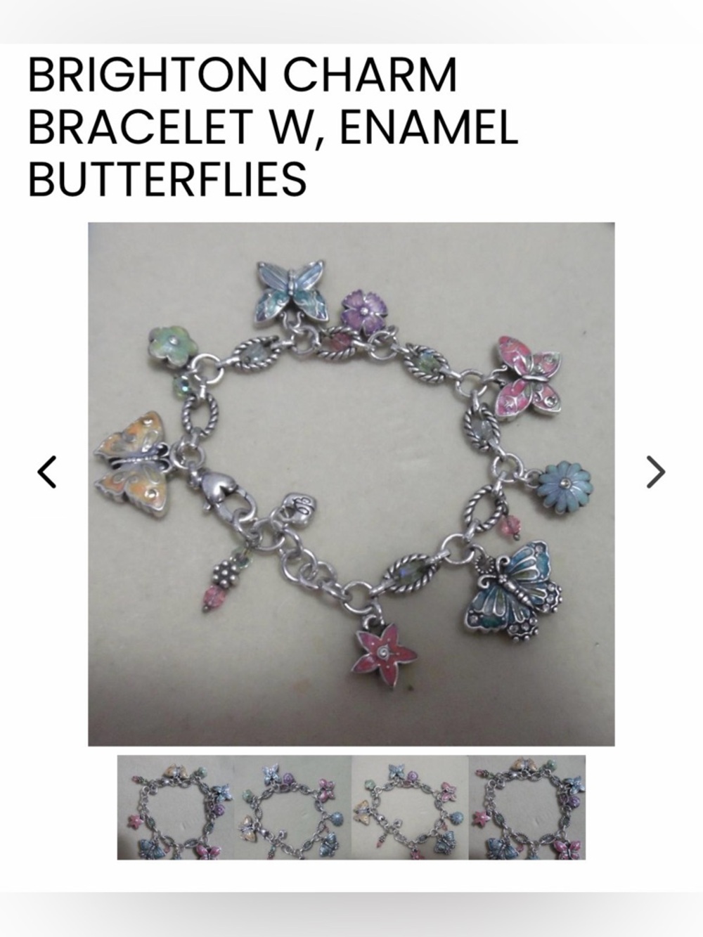 🦋 BRIGHTON 🌺 Silver Butterfly & Flower Charm Bracelet! - Picture 13 of 15